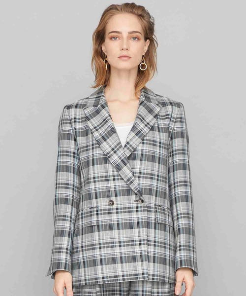 STUDIOUS（ステュディオス）の「【STUDIOUS】メランジチェック セットアップ ダブルジャケット（テーラードジャケット・レディース・マルチ・1/2）」の5枚目の写真