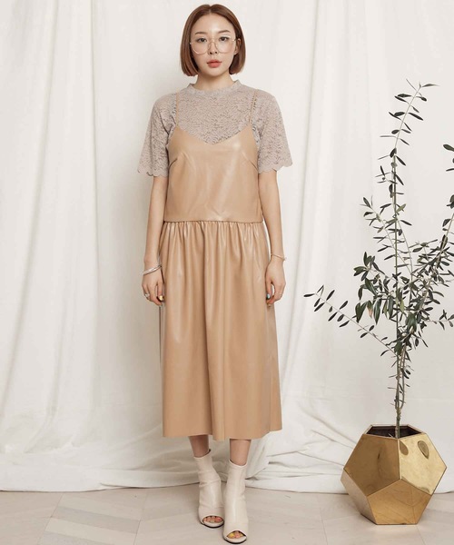 ワンピースフェイクレザーキャミワンピース ワンピース Eversince エバーシンス のファッション