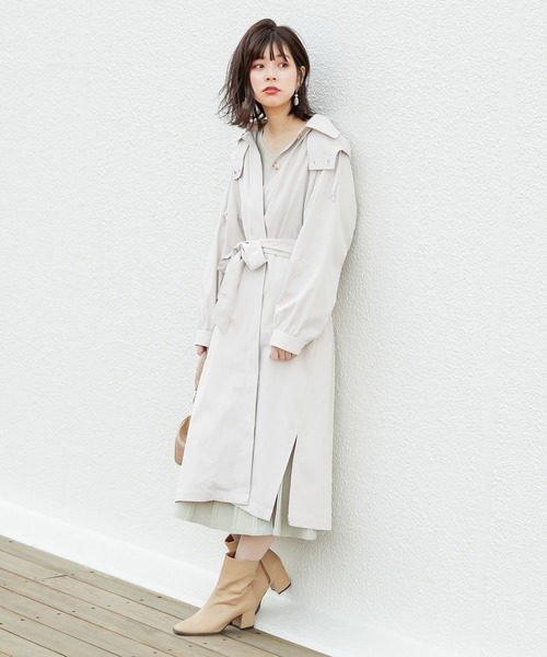natural couture（ナチュラルクチュール）の「2WAYフード付きトレンチコート（トレンチコート・レディース・アイボリー/サックスブルー/キャメル・FREE）」の12枚目の写真
