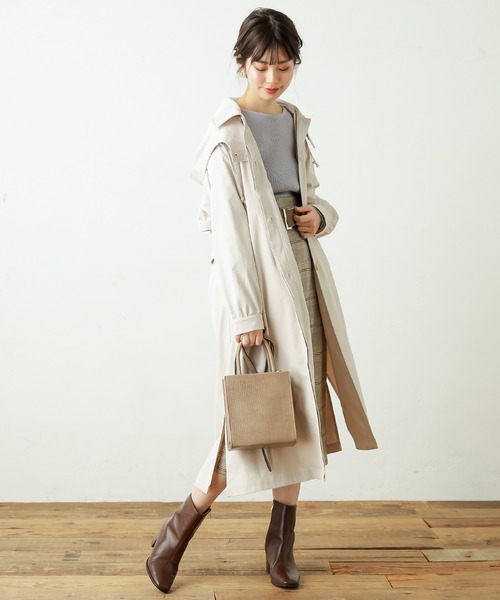 natural couture（ナチュラルクチュール）の「2WAYフード付きトレンチコート（トレンチコート・レディース・アイボリー/サックスブルー/キャメル・FREE）」の16枚目の写真