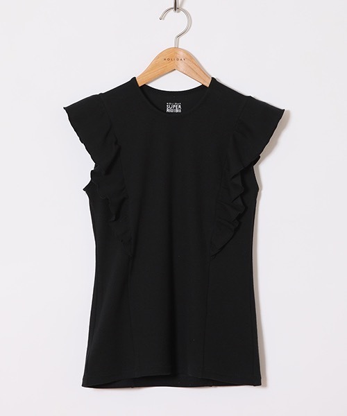 HOLIDAYホリデーSUPER RIB SCOOP-NECK TOPSブラック