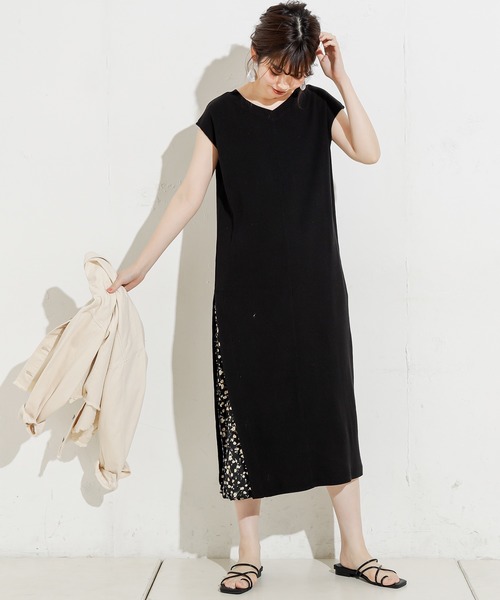 natural couture（ナチュラルクチュール）の「【WEB限定】しっかりリブサイドプリーツワンピ（ワンピース・レディース・ブラック/ベージュ/ブラウン/アイボリー/ミント/サックスブルー・FREE）」の3枚目の写真