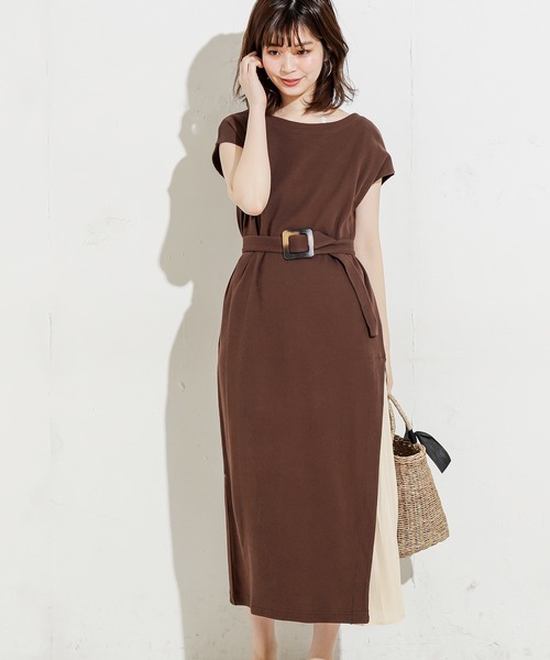 natural couture（ナチュラルクチュール）の「【WEB限定】しっかりリブサイドプリーツワンピ（ワンピース・レディース・ブラック/ベージュ/ブラウン/アイボリー/ミント/サックスブルー・FREE）」の12枚目の写真