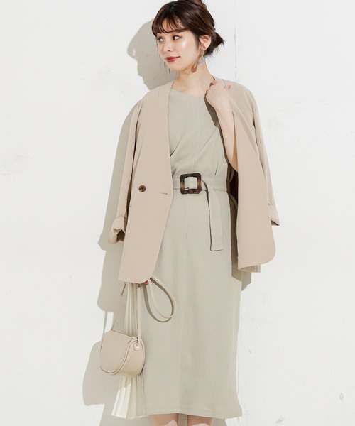 natural couture（ナチュラルクチュール）の「【WEB限定】しっかりリブサイドプリーツワンピ（ワンピース・レディース・ブラック/ベージュ/ブラウン/アイボリー/ミント/サックスブルー・FREE）」の13枚目の写真