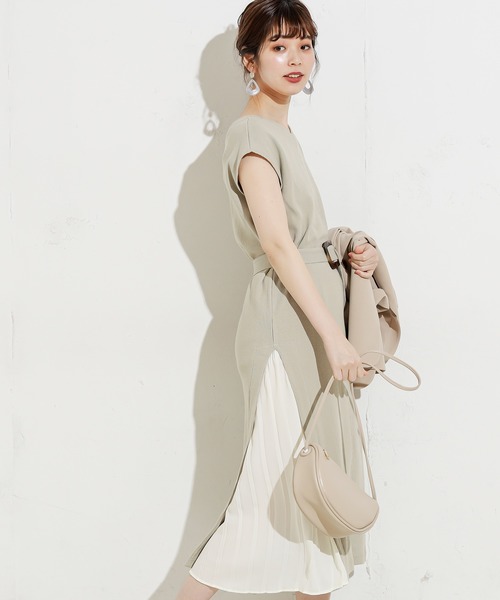 natural couture（ナチュラルクチュール）の「【WEB限定】しっかりリブサイドプリーツワンピ（ワンピース・レディース・ブラック/ベージュ/ブラウン/アイボリー/ミント/サックスブルー・FREE）」の9枚目の写真