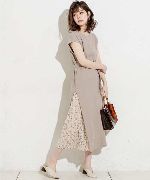 natural couture（ナチュラルクチュール）の「【WEB限定】しっかりリブサイドプリーツワンピ（ワンピース・レディース・ブラック/ベージュ/ブラウン/アイボリー/ミント/サックスブルー・FREE）」の8枚目の写真