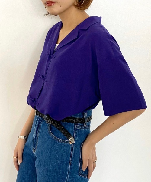 PAGEBOY(ページボーイ)の「シアーチャイナカイキンシャツ(シャツ/ブラウス・レディース・オフホワイト/ブラック/パープル・FREE)」の3枚目の写真