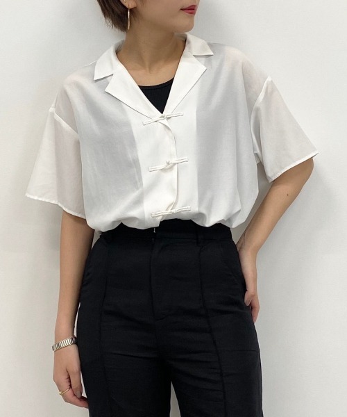 PAGEBOY(ページボーイ)の「シアーチャイナカイキンシャツ(シャツ/ブラウス・レディース・オフホワイト/ブラック/パープル・FREE)」の2枚目の写真