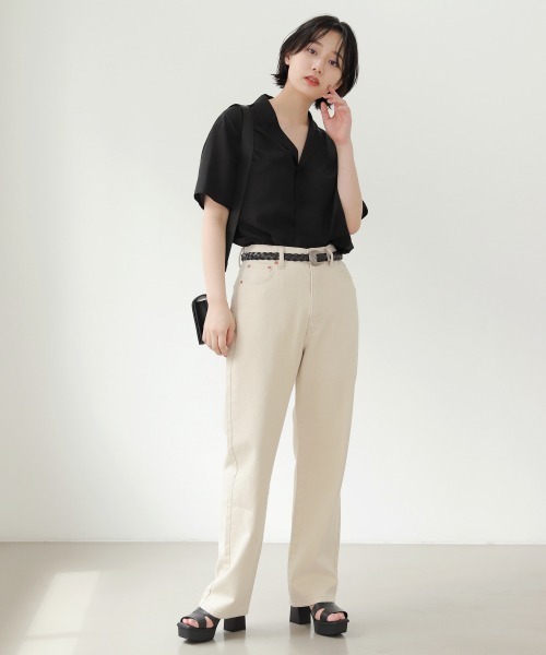 PAGEBOY(ページボーイ)の「シアーチャイナカイキンシャツ(シャツ/ブラウス・レディース・オフホワイト/ブラック/パープル・FREE)」の5枚目の写真