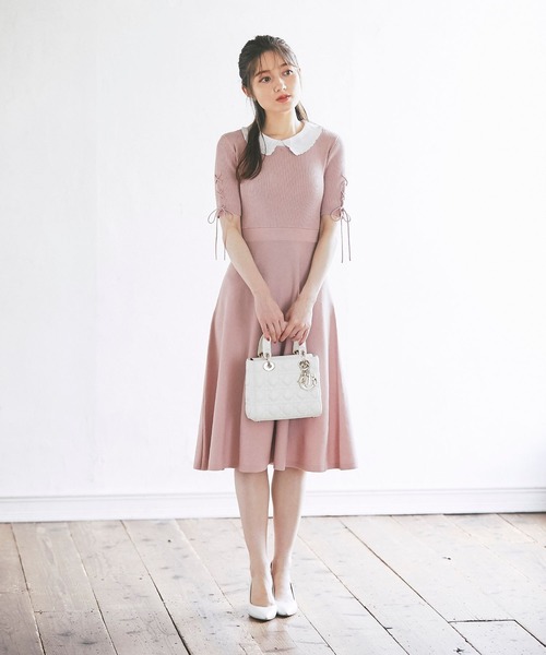 セール 取り外し可能な刺繍入り襟付きレースアップスリーブニットワンピース ワンピース Tocco Closet トッコ クローゼット のファッション通販 Zozotown