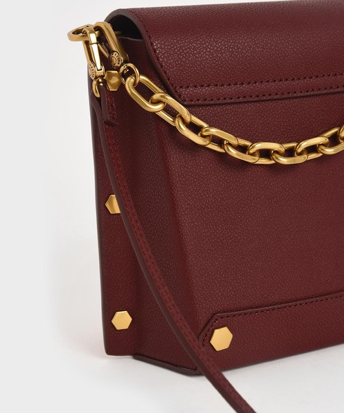 CHARLES & KEITH(チャールズ & キース)の「スタッズド テクスチャードバッグ / Studded Textured Bag(ショルダーバッグ・レディース・ブラック/イエロー/ローズ・S)」の9枚目の写真