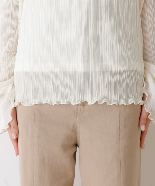 Chico（チコ）の「プリーツメローシアーブラウス(キャミ付き）（シャツ/ブラウス・レディース・ブラック/ベージュ/ブラウン/ピンク/アイボリー・FREE）」の10枚目の写真