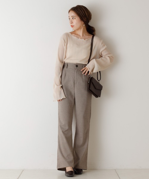 Chico（チコ）の「プリーツメローシアーブラウス(キャミ付き）（シャツ/ブラウス・レディース・ブラック/ベージュ/ブラウン/ピンク/アイボリー・FREE）」の13枚目の写真