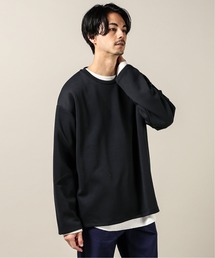 【ロングTシャツ+サーマルTシャツ2点SET】ダンボールワッフルレイヤードクルーネック