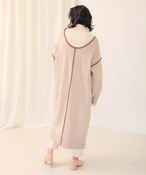 Bab（バブ）の「【WEB限定】配色パイピングニットワンピース（ワンピース・レディース・モカ/ベージュ/ブラック・FREE）」の10枚目の写真