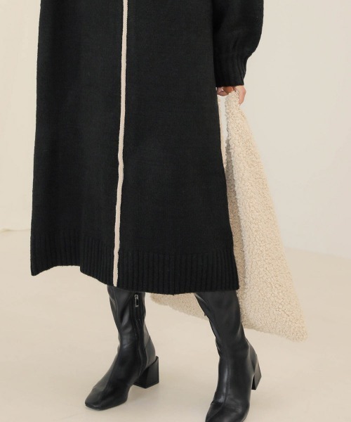 Bab（バブ）の「【WEB限定】配色パイピングニットワンピース（ワンピース・レディース・モカ/ベージュ/ブラック・FREE）」の22枚目の写真