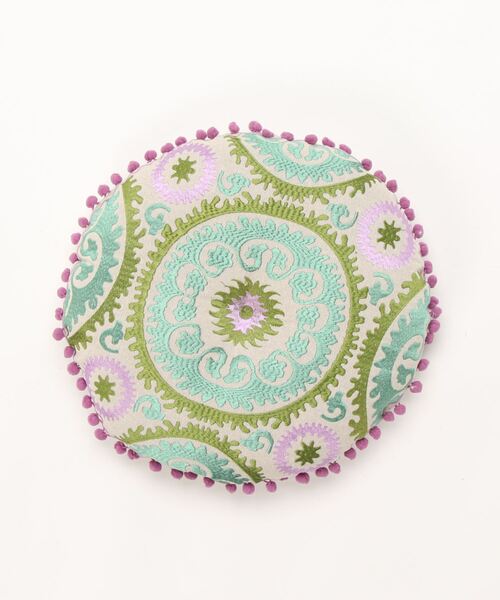 チャイハネ(チャイハネ)の「【チャイハネ】刺繍ラウンドクッション(クッション/クッションカバー・レディース・ターコイズブルー/ブルー/グリーン/クリーム/ブラウン・FREE)」の10枚目の写真
