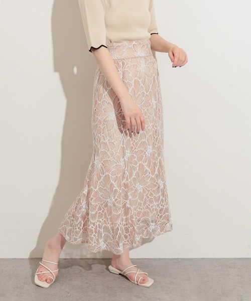 natural couture（ナチュラルクチュール）の「大花レースレディスカート（スカート・レディース・ネイビー/ピンク/オレンジ・FREE）」の16枚目の写真