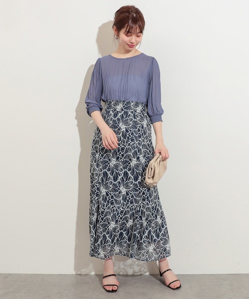 natural couture（ナチュラルクチュール）の「大花レースレディスカート（スカート・レディース・ネイビー/ピンク/オレンジ・FREE）」の11枚目の写真