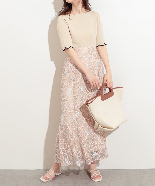 natural couture（ナチュラルクチュール）の「大花レースレディスカート（スカート・レディース・ネイビー/ピンク/オレンジ・FREE）」の6枚目の写真