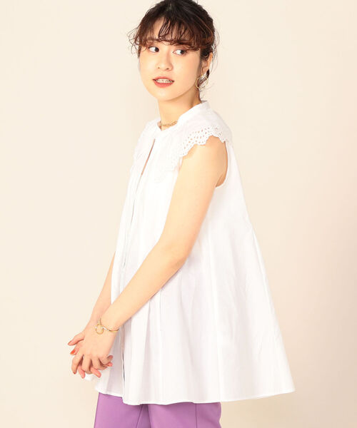 NOLLEY’S(ノーリーズ)の「ローン衿刺繍ノースリーブブラウス(シャツ/ブラウス・レディース・ホワイト/ブラック・38)」の12枚目の写真