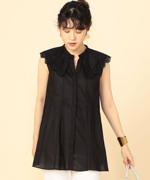 NOLLEY’S(ノーリーズ)の「ローン衿刺繍ノースリーブブラウス(シャツ/ブラウス・レディース・ホワイト/ブラック・38)」の17枚目の写真