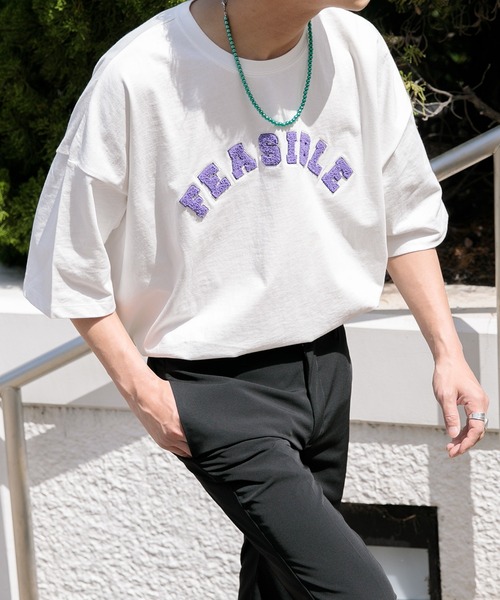 Adoon plain（アドーンプレーン）の「【Adoon plain】ロゴアソートオーバーT（Tシャツ/カットソー・メンズ・ホワイト/オフホワイト/ブラック/ネイビー/ダークブルー・MEDIUM/LARGE）」の3枚目の写真