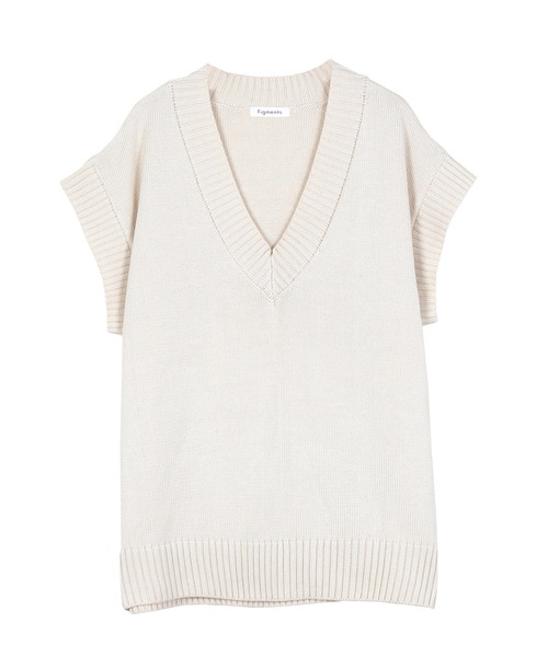 Figments（フィグメンツ）の「オーバーニットベスト（ベスト・レディース・オフホワイト/ブラック/グリーン/ブラウン・FREE）」の8枚目の写真