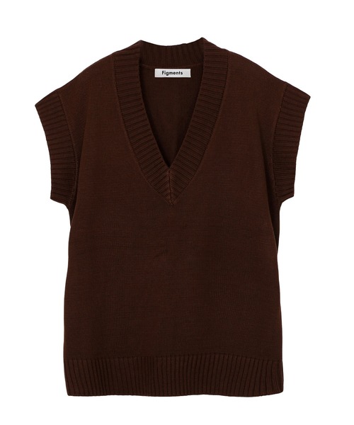 Figments（フィグメンツ）の「オーバーニットベスト（ベスト・レディース・オフホワイト/ブラック/グリーン/ブラウン・FREE）」の6枚目の写真