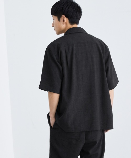 Loungewear tokyo（ラウンジウェアトウキョウ）の「【セットアップ】麻風シャンブレーリラックス レギュラーカラー半袖シャツ＆イージーショートパンツ ワンマイルウェア（セットアップ・メンズ・ブラック/ベージュ/ネイビー/カーキ/グレー系その他/キナリ・M/L/XL）」の17枚目の写真