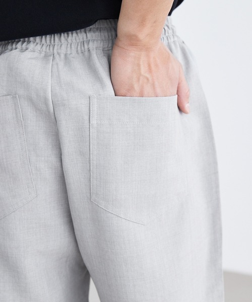 Loungewear tokyo（ラウンジウェアトウキョウ）の「【セットアップ】麻風シャンブレーリラックス レギュラーカラー半袖シャツ＆イージーショートパンツ ワンマイルウェア（セットアップ・メンズ・ブラック/ベージュ/ネイビー/カーキ/グレー系その他/キナリ・M/L/XL）」の16枚目の写真