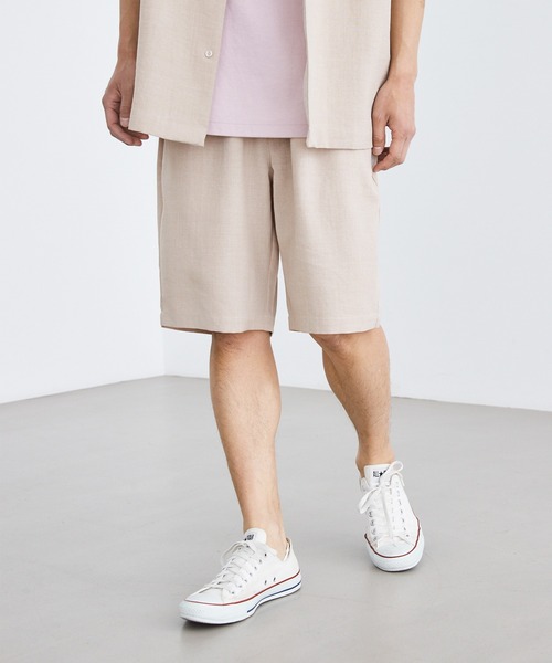 Loungewear tokyo（ラウンジウェアトウキョウ）の「【セットアップ】麻風シャンブレーリラックス レギュラーカラー半袖シャツ＆イージーショートパンツ ワンマイルウェア（セットアップ・メンズ・ブラック/ベージュ/ネイビー/カーキ/グレー系その他/キナリ・M/L/XL）」の22枚目の写真