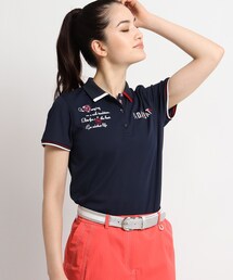 ◆【coolcore(クールコア）/UVカット】ロゴモチーフ刺しゅう半袖ポロシャツ
