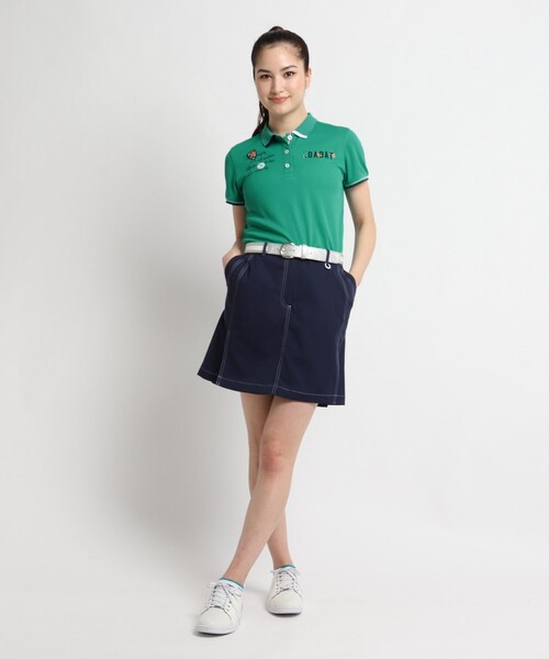 adabat(アダバット)の「◆【coolcore(クールコア)/UVカット】ロゴモチーフ刺しゅう半袖ポロシャツ(ポロシャツ・レディース・ホワイト/ネイビー/グリーン/ピンク系・40/38/42/36)」の11枚目の写真