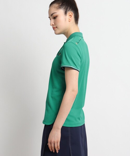 adabat(アダバット)の「◆【coolcore(クールコア)/UVカット】ロゴモチーフ刺しゅう半袖ポロシャツ(ポロシャツ・レディース・ホワイト/ネイビー/グリーン/ピンク系・40/38/42/36)」の12枚目の写真