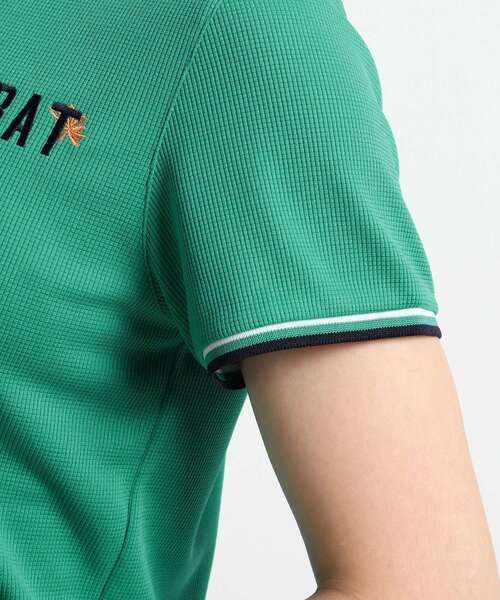 adabat(アダバット)の「◆【coolcore(クールコア)/UVカット】ロゴモチーフ刺しゅう半袖ポロシャツ(ポロシャツ・レディース・ホワイト/ネイビー/グリーン/ピンク系・40/38/42/36)」の15枚目の写真