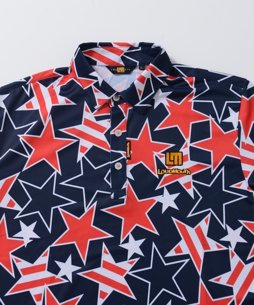 Loudmouth(ラウドマウス)の「LOUDMOUTH/ラウドマウス ゴルフウェア ブランド ロゴ刺繍 総柄 吸汗速乾 UVカット 半袖 ポロシャツ(ポロシャツ・メンズ・ホワイト×ブラック/ブルー系その他2・LL/M/XL/XXL/L)」の14枚目の写真