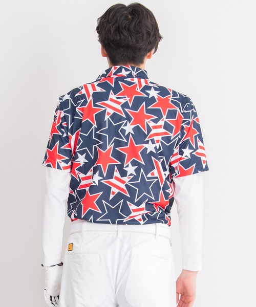 Loudmouth(ラウドマウス)の「LOUDMOUTH/ラウドマウス ゴルフウェア ブランド ロゴ刺繍 総柄 吸汗速乾 UVカット 半袖 ポロシャツ(ポロシャツ・メンズ・ホワイト×ブラック/ブルー系その他2・LL/M/XL/XXL/L)」の12枚目の写真