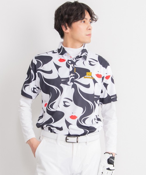 Loudmouth(ラウドマウス)の「LOUDMOUTH/ラウドマウス ゴルフウェア ブランド ロゴ刺繍 総柄 吸汗速乾 UVカット 半袖 ポロシャツ(ポロシャツ・メンズ・ホワイト×ブラック/ブルー系その他2・LL/M/XL/XXL/L)」の7枚目の写真