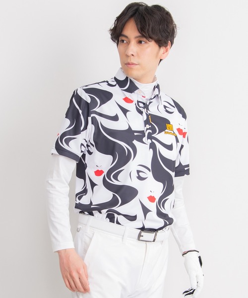 Loudmouth(ラウドマウス)の「LOUDMOUTH/ラウドマウス ゴルフウェア ブランド ロゴ刺繍 総柄 吸汗速乾 UVカット 半袖 ポロシャツ(ポロシャツ・メンズ・ホワイト×ブラック/ブルー系その他2・LL/M/XL/XXL/L)」の8枚目の写真