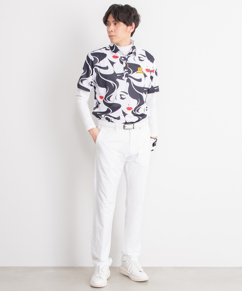 Loudmouth(ラウドマウス)の「LOUDMOUTH/ラウドマウス ゴルフウェア ブランド ロゴ刺繍 総柄 吸汗速乾 UVカット 半袖 ポロシャツ(ポロシャツ・メンズ・ホワイト×ブラック/ブルー系その他2・LL/M/XL/XXL/L)」の9枚目の写真