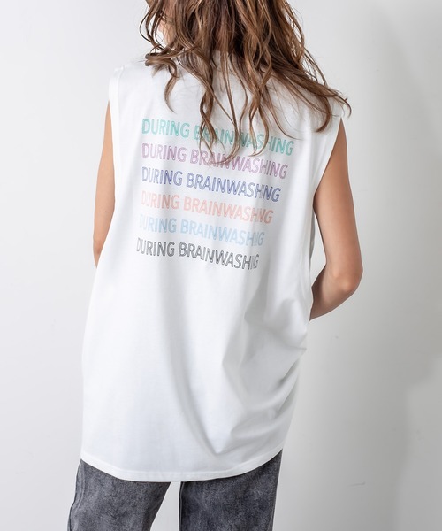 RASVOA（ラスボア）の「リピートロゴタンクトップ（タンクトップ・レディース・ブラック/オフホワイト・FREE）」の2枚目の写真