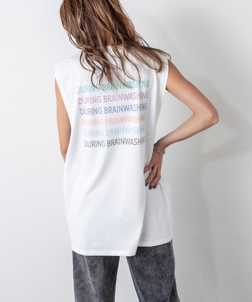 RASVOA（ラスボア）の「リピートロゴタンクトップ（タンクトップ・レディース・ブラック/オフホワイト・FREE）」の5枚目の写真