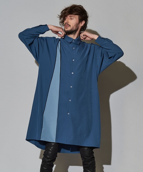 NO ID.（ノーアイディ）の「【NO ID.】Asymmetry Zip Long Shirt / アシンメトリー ジップ ロング シャツ（シャツ/ブラウス・メンズ・ブルー系その他/カーキ/ブラック/オレンジ・ONE SIZE）」の20枚目の写真