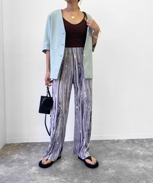 Birthday room（バースデイルーム）の「ニュアンス柄プリーツパンツ（その他パンツ・レディース・ブラック/ピンク/ライム・FREE）」の7枚目の写真