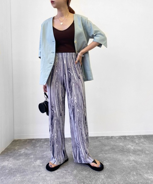 Birthday room（バースデイルーム）の「ニュアンス柄プリーツパンツ（その他パンツ・レディース・ブラック/ピンク/ライム・FREE）」の6枚目の写真