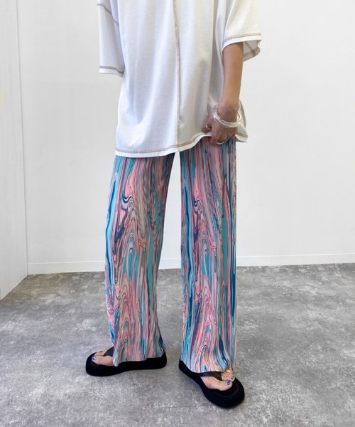 Birthday room（バースデイルーム）の「ニュアンス柄プリーツパンツ（その他パンツ・レディース・ブラック/ピンク/ライム・FREE）」の8枚目の写真