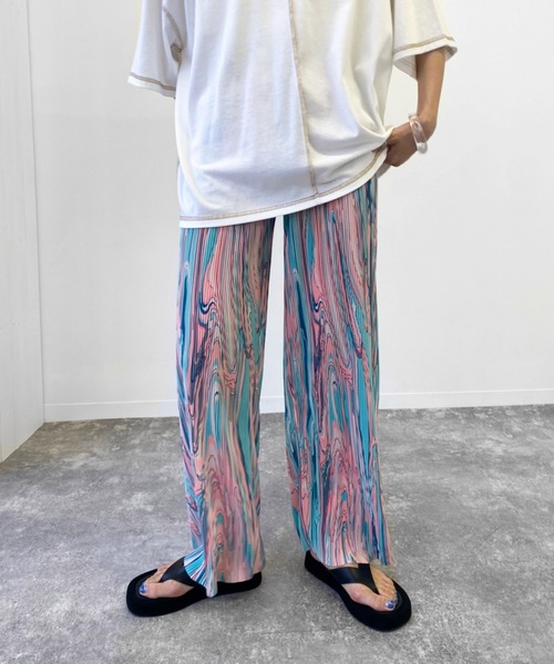 Birthday room（バースデイルーム）の「ニュアンス柄プリーツパンツ（その他パンツ・レディース・ブラック/ピンク/ライム・FREE）」の9枚目の写真