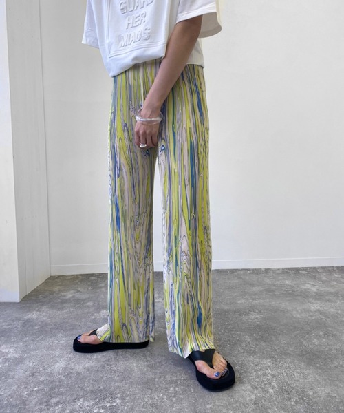 Birthday room（バースデイルーム）の「ニュアンス柄プリーツパンツ（その他パンツ・レディース・ブラック/ピンク/ライム・FREE）」の14枚目の写真