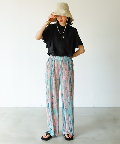 Birthday room（バースデイルーム）の「ニュアンス柄プリーツパンツ（その他パンツ・レディース・ブラック/ピンク/ライム・FREE）」の22枚目の写真